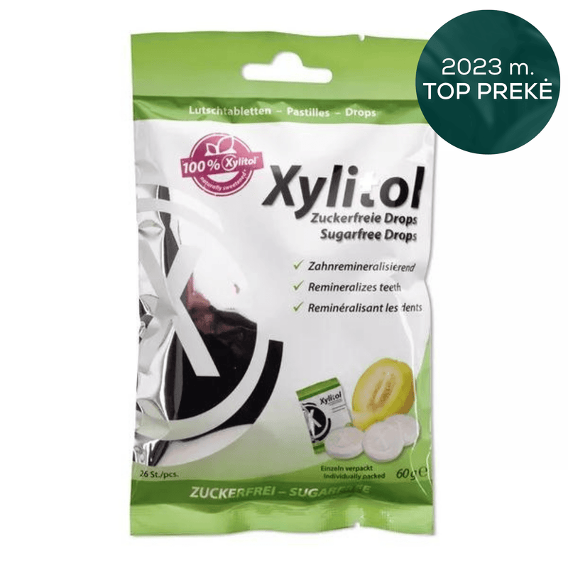 "Miradent Xylitol" pastilės be cukraus su ksilitoliu, 60 g / 26 vnt.