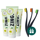 AKCIJA 3+3: "Zing." balinanti ir remineralizuojanti dantų pasta (3 x 75 ml) + DOVANA "Promis" minkšti dantų šepetėliai (3 vnt.)