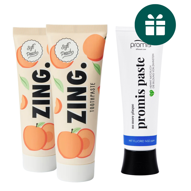 AKCIJA 2+1: "Zing." balinanti ir remineralizuojanti dantų pasta (2 x 75 ml) + DOVANA "Promis Paste" priešuždegiminė dantų pasta (75 ml)