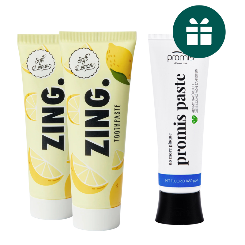 AKCIJA 2+1: "Zing." balinanti ir remineralizuojanti dantų pasta (2 x 75 ml) + DOVANA "Promis Paste" priešuždegiminė dantų pasta (75 ml)