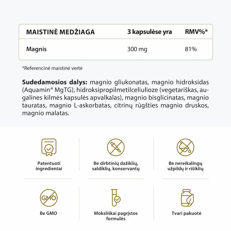 "Avel" magnio kompleksas su Aquamin® MgTG (7 magnio formos), 120 kaps.