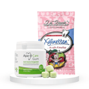 Komplektas gaiviam kvapui: "ApaCare" kramtomoji guma (45 vnt.) ir "Dr. Bauer's Xylinetten" ksilitolio pastilės (30 vnt.)