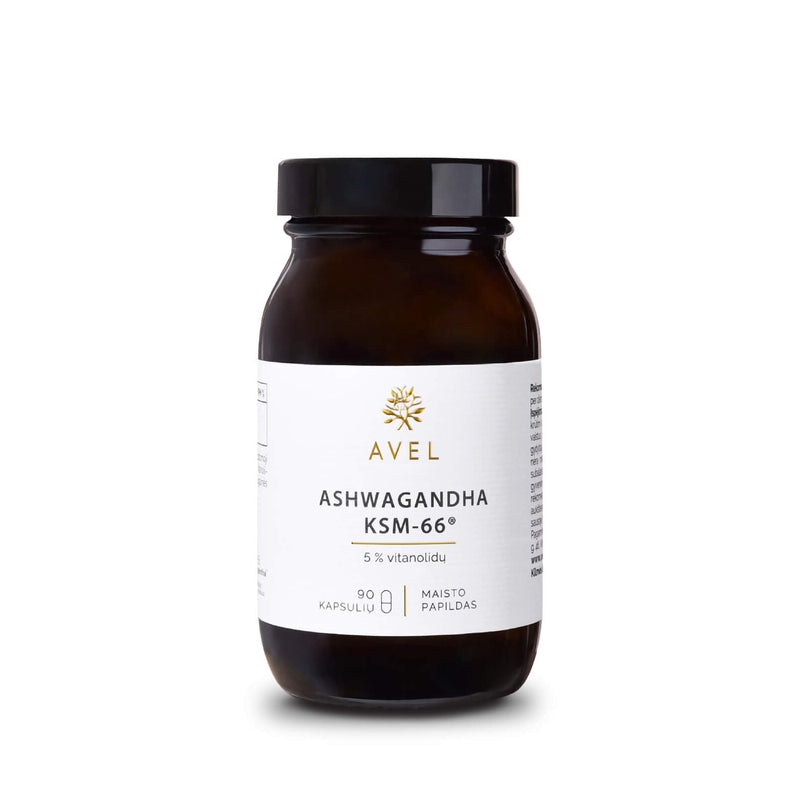 "Avel" ašvaganda (Ashwagandha) KSM-66®, 90 kaps.
