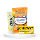 Balinantis komplektas: "ZING." balinanti dantų pasta (75 ml), "Dr. Bauer's" ksilitolio pastilės (30 vnt.) ir "Chewsy" kramtomoji guma su ksilitoliu (10 vnt.)