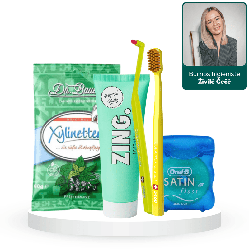 Balinantis burnos higienistės Živilės komplektas