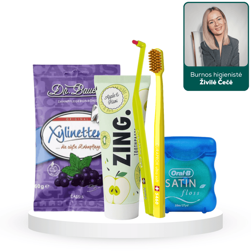 Balinantis burnos higienistės Živilės komplektas