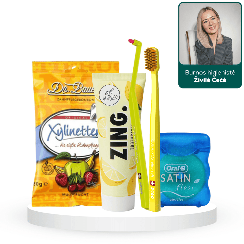 Balinantis burnos higienistės Živilės komplektas