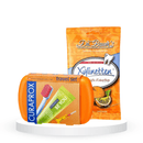 Balinantis komplektas: "Curaprox Be You Travel" kelioninis burnos priežiūros komplektas ir "Dr. Bauer's" pastilės su ksilitoliu (30 vnt.)