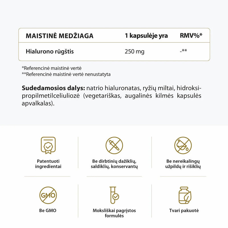 "Avel" hialurono rūgštis, 60 kaps. (250 mg)