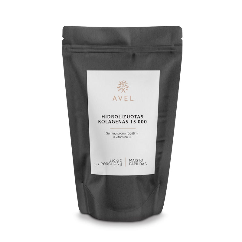 AVEL hidrolizuotas kolagenas su hialurono rūgštimi ir vitaminu C, 410 g (27 porc.)