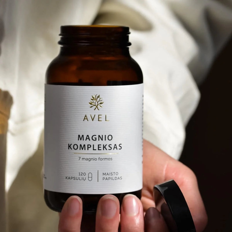 "Avel" magnio kompleksas su Aquamin® MgTG (7 magnio formos), 120 kaps.