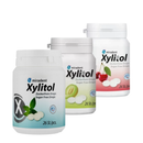 Melionų, mėtų ir vyšnių skonio Miradent Xylitol pastilės be cukraus su ksilitoliu, 60 gramų / 26 vienetai pakuotėje.