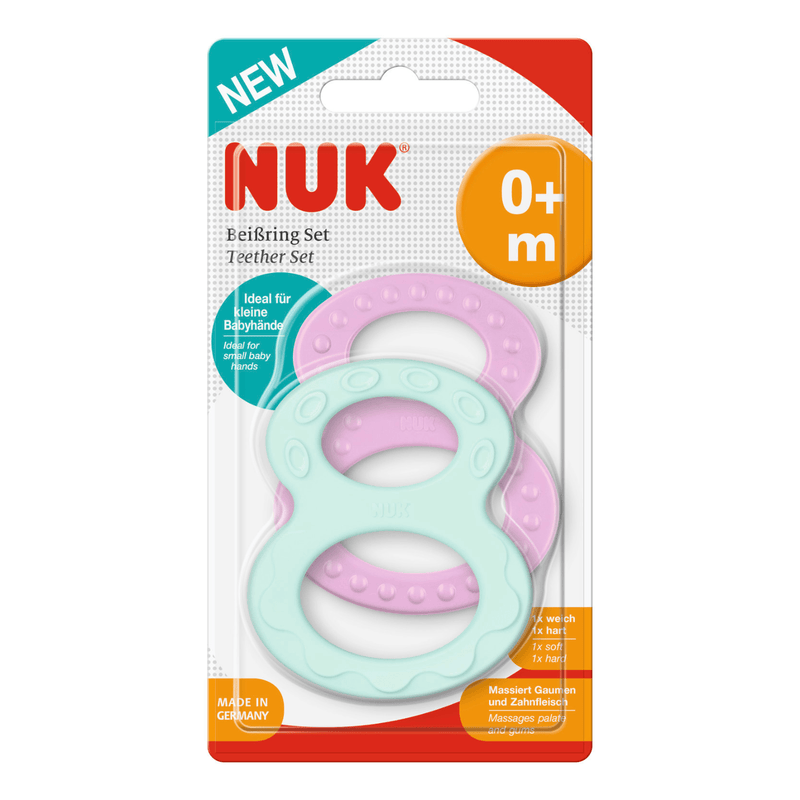 "NUK" kramtomasis masažinis žiedas kūdikiams nuo 0 mėn., 2 vnt.