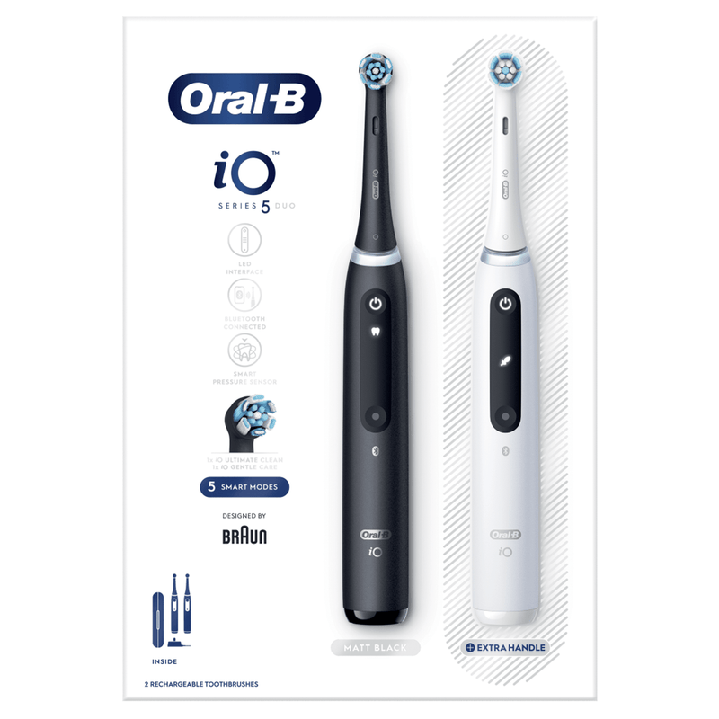 "Oral-B iO5 Duo" elektrinių garsinių dantų šepetėlių komplektas, 2 vnt.