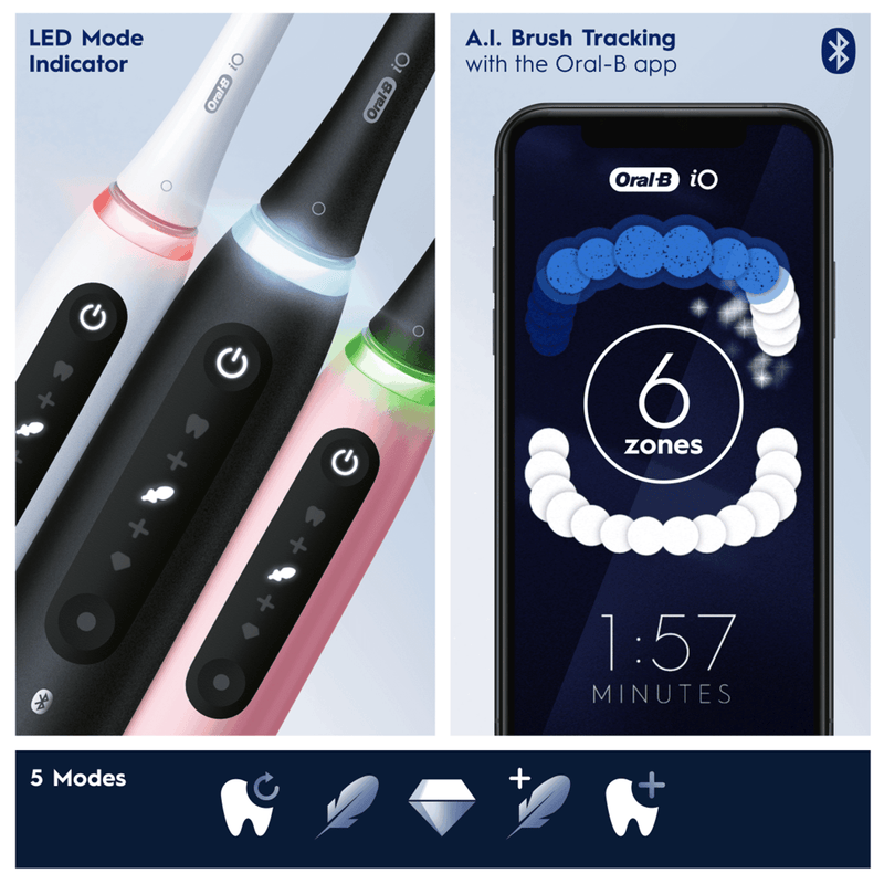 "Oral-B iO5 Duo" elektrinių garsinių dantų šepetėlių komplektas, 2 vnt.