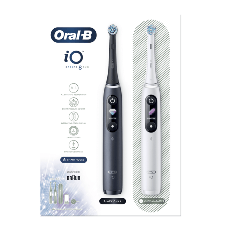 "Oral-B iO8 Duo" elektrinių garsinių dantų šepetėlių komplektas, 2 vnt.