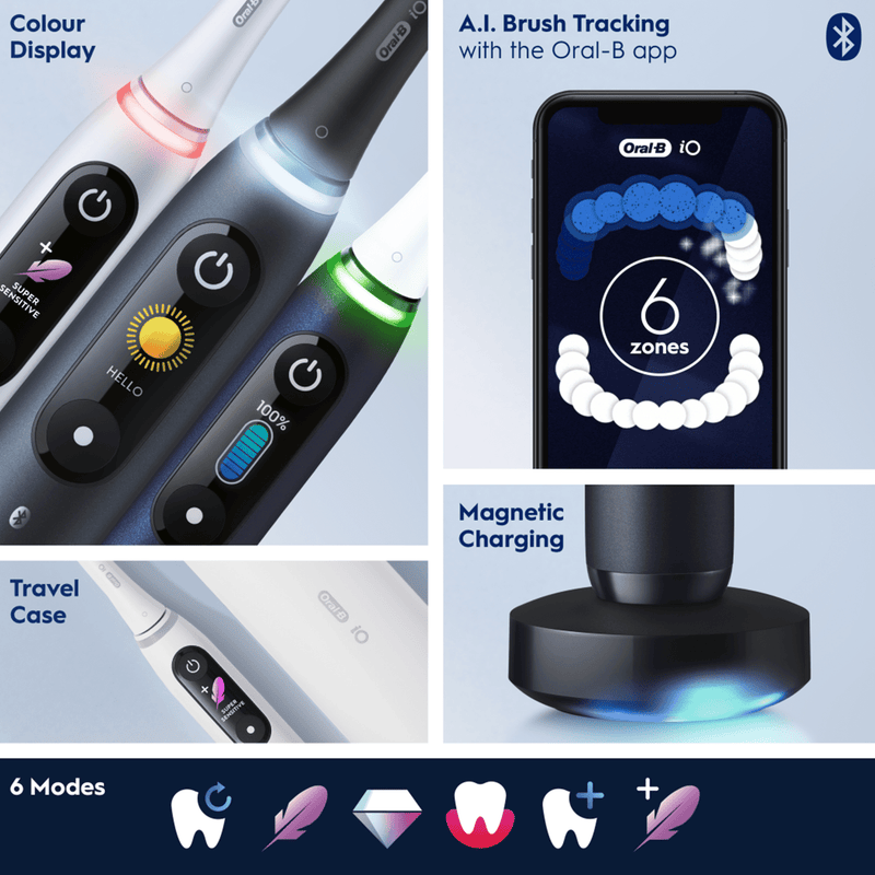 "Oral-B iO8 Duo" elektrinių garsinių dantų šepetėlių komplektas, 2 vnt.