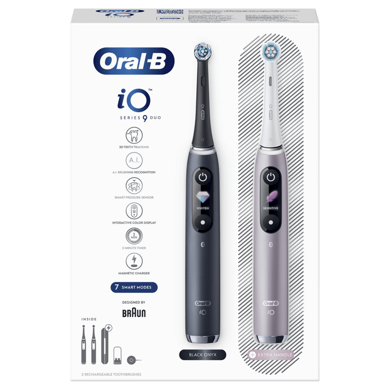 "Oral-B iO9 Duo" elektrinių garsinių dantų šepetėlių komplektas, 2 vnt.