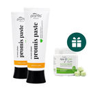 AKCIJA 2+1: "Promis Paste" natūrali remineralizuojanti dantų pasta be fluoro (2 x 75 ml) + DOVANA "ApaCare Gum" kramtomoji guma su saldikliu ksilitoliu (45 vnt.)