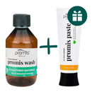 AKCIJA 1+1: "Promis Wash“ ekologiškas burnos skalavimo skystis (250 ml) + DOVANA "Promis Paste" remineralizuojanti dantų pasta (75 ml)