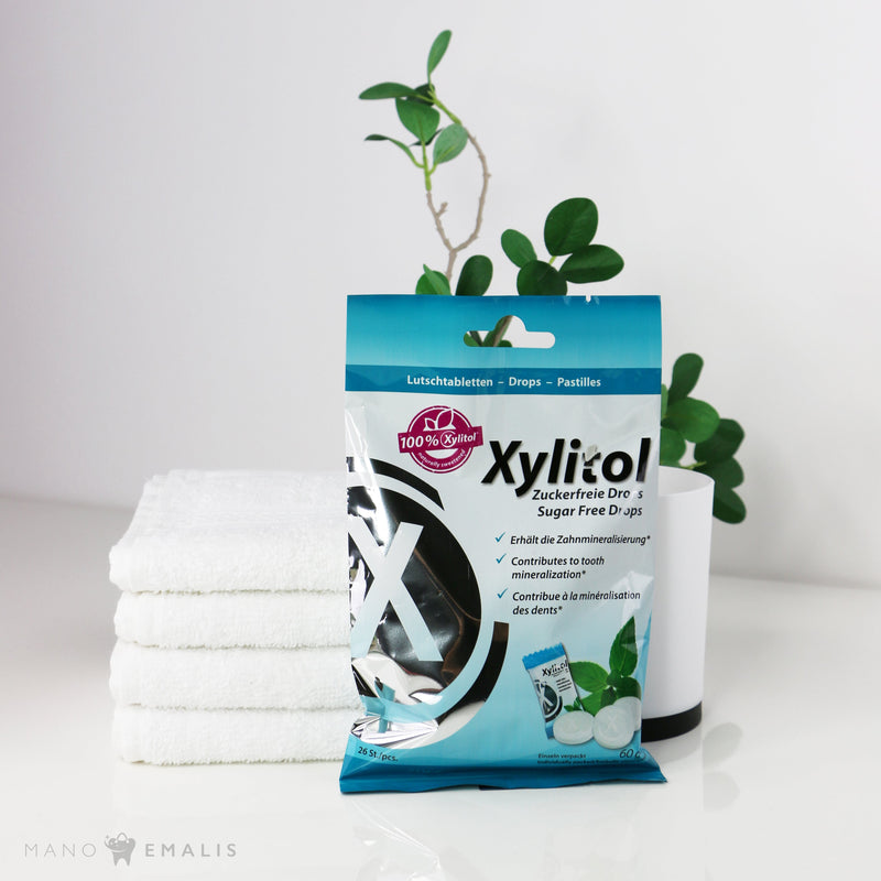 "Miradent Xylitol" pastilės be cukraus su ksilitoliu, 60 g / 26 vnt.