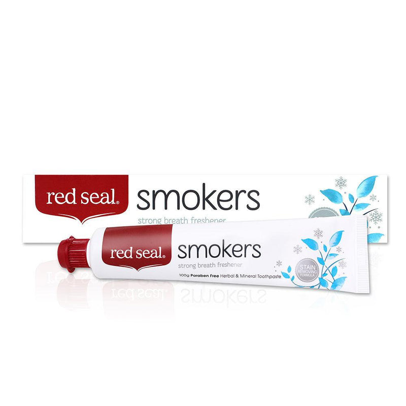 "Red Seal Smokers" stipraus skonio dantų pastos rūkantiems pakuotė ir tūbelė, 100 gramų