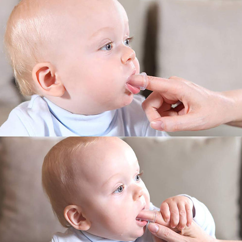 Silikoninis antpirštis kūdikių dantenų masažui, su dėkliuku