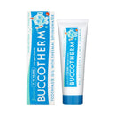 "Buccotherm" vaikiškos dantų pastos pakuotė ir tūbelė, 50 mililitrų