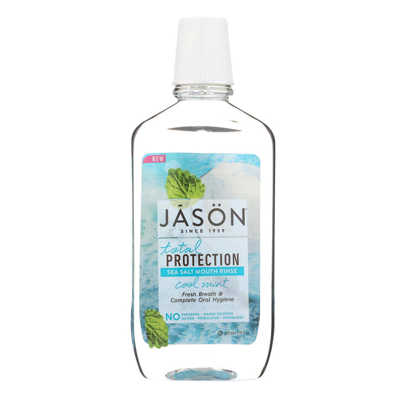 "Jason Total Protection Cool Mint" natūralaus burnos skalavimo skysčio buteliukas, 473 mililitrų