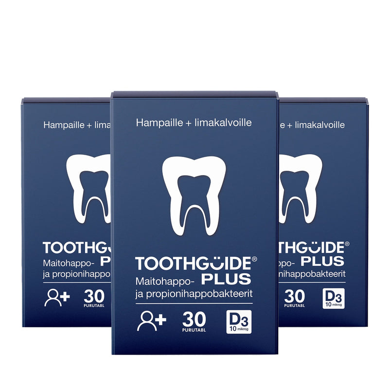 3 MĖN. KURSAS: "ToothGuide Plus" gerosios bakterijos burnai su ksilitoliu ir vitaminu D3, 30 vnt. (3 pakuotės)